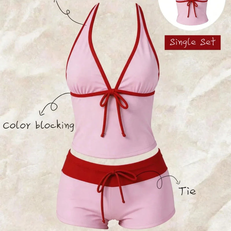 Women Bikinis Set Vintage Striped Floral Tankini Swimsuit | SAMAG