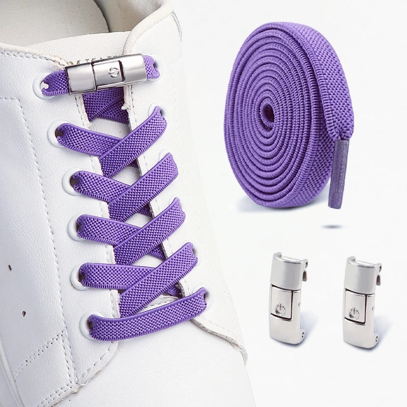 No Tie Shoe Laces Elastic Laces Sneakers Tennis Lock Shoelaces Without Ties Unisex Kids Adult Flat Shoelace Shoe Accessories