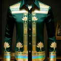 New men's long sleeved shirt with gold lotus 3D printed | SAMAG