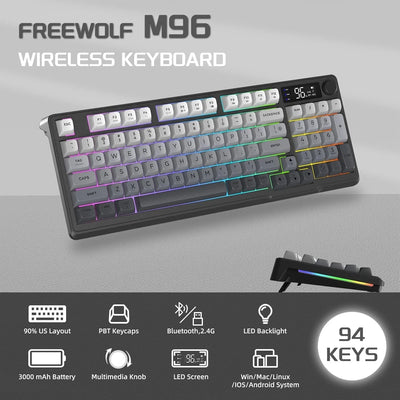 M96 Wireless Gaming Keyboard Creamy Membrane with Rainbow | SAMAG
