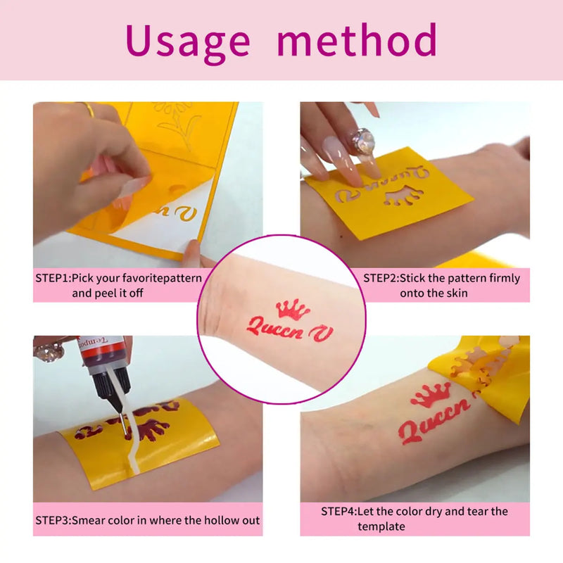 3 colors Natural Herbal Henna Cones Temporary Tattoo Body Art Paint Mehandi Ink gift，36PCS Temporary tattoo template