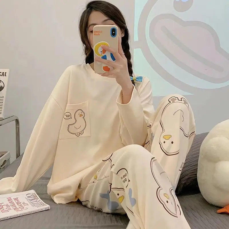 Spring and Autumn New Women's Pajamas Homewear Suit Girls | SAMAG