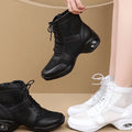 Women's Dancing Shoes Soft Bottom Leather mid Heel Black Mesh Breathable Square Dance Shoes Jazz Sailor Dance Footwear