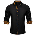 DiBanGu Men Shirt Long Sleeve Black Solid Red Paisley | SAMAG