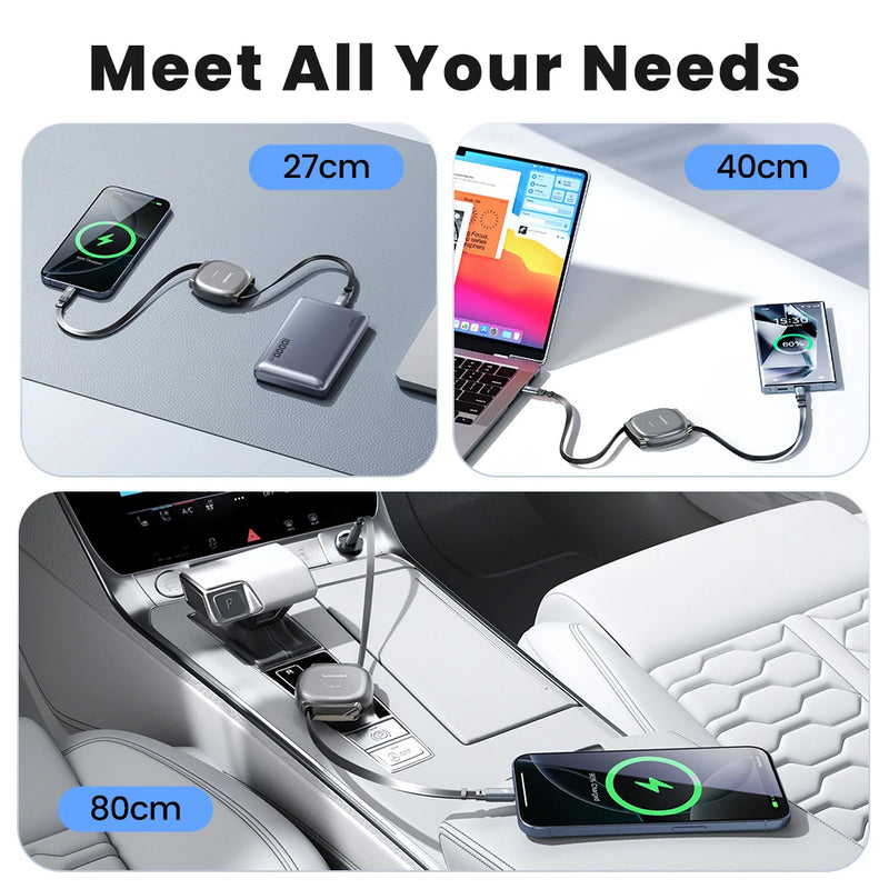 Toocki  PD 100W USB C Cable Retractable USB C to C Fast Charging Cable Retractable Type C Charger Cable for iPhone 1615 Pro Max