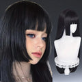 Natural Long Straight Synthetic Black Wig With Bangs Lolita Cosplay Hair Wigs For Women Heat Resistant Fiber Daily Party Wig Fem
