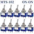10PCS MTS-102 103 202 203 3Pins 6 Pins Mini Toggle Switch For Switching Lamp Light ON-OFF-ON /ON-ON Switch 6A 125VAC