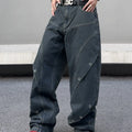 UP.THE Men Dark Raw Denim Baggy Wide Leg Jeans, Y2K | SAMAG