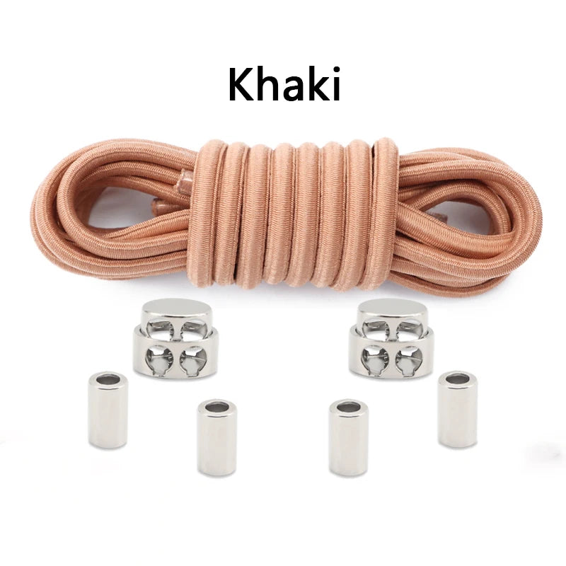Oval Elastic Shoelace Metal Buckle Laces Unisex Quick-On/Off Shoelaces for Sneakers and Boots 1Pair/2Pair