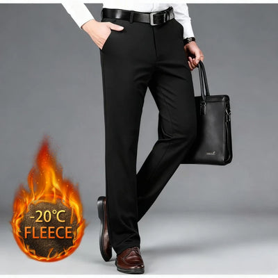 Winter Fleece Warm Business Formal Pants Men Classic Work | SAMAG