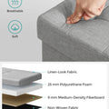 SONGMICS Storage Ottoman, Padded Foldable Bench, Chest with Lid, Holds up to 300 kg, for Bedroom, Hallway, Living Room