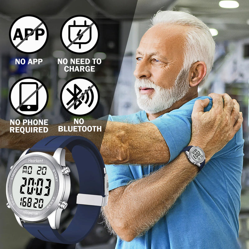 Hearkent Pedometer Watch Men's Digital Watch No Bluetooth Sport Watches Step Calories Counter Walking Fitness Tracker Wristwatch