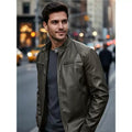 Men's PU leather jacket stand-up collar slim-fit vintage-style biker jacket spring/fall top