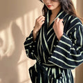 Retro Plaid Cotton Bathrobe Super Soft Absortion Hooded Loose Bath Robe Coat Towel V Neck Warm Sleepwear Robes Women Homewear