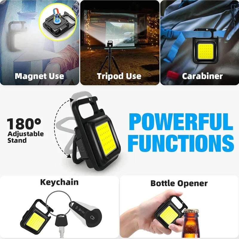 Mini Keychain Flashlight Super Bright Work Light Portable Pocket Torch Rechargeable Outdoor Waterproof Camping Small Key Light