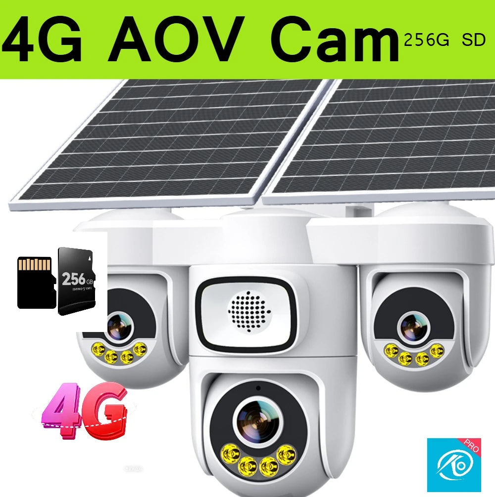 15MP 4G AOV Wireless Solar Camera 4G Sim Card Solar CCTV Auto Tracking Outdoor Protection Solar Security Camera Battery O-kam