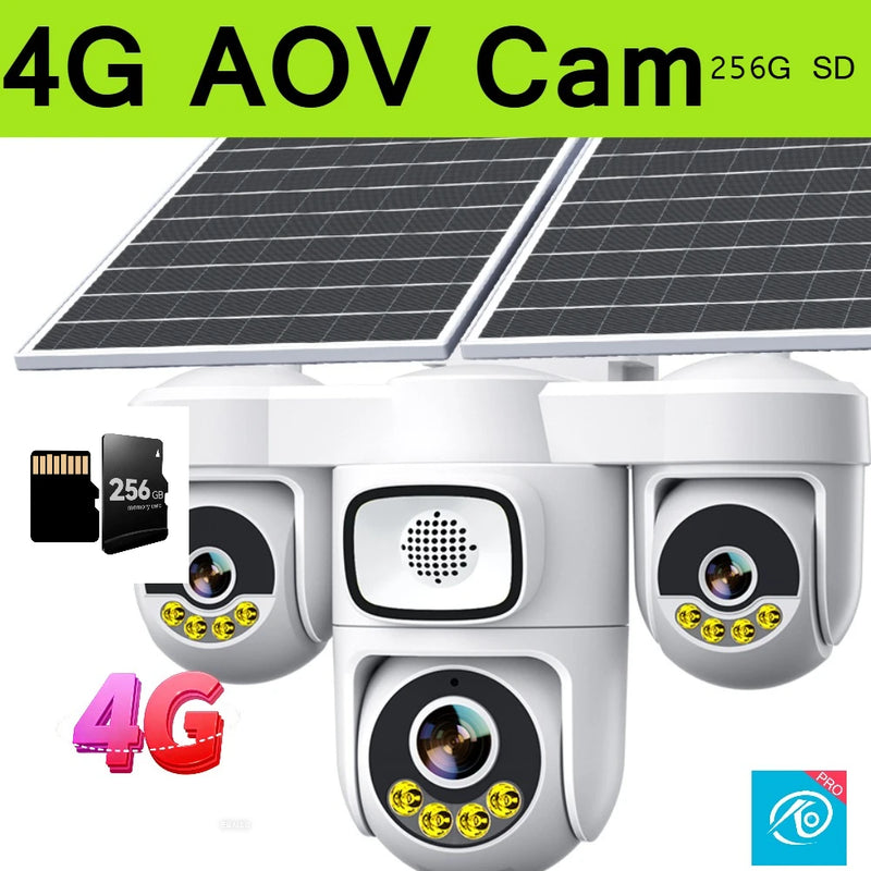 15MP 4G AOV Wireless Solar Camera 4G Sim Card Solar CCTV Auto Tracking Outdoor Protection Solar Security Camera Battery O-kam