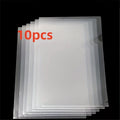 10pcs A4 Transparent L-Shaped File Folders - Waterproof and Durable PP Document Bags for Office Organization and Reusable