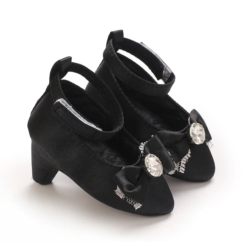 Infant Pre-Walker Shoes 0-18M Baby Girls Princess Bow Shoes Solid Color Fashion Party Walking Footwear