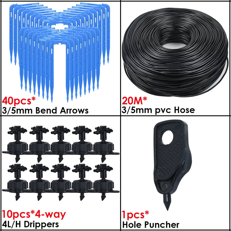 KESLA Greenhouse Drip Irrigation 4-Way 3/5mm 2-Way Drip Arrow Transmitter Garden Automatic Watering System Potted Plant 10/20set