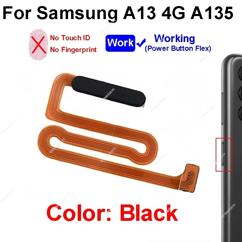 Fingerprint Sensor Touch ID Connector Flex Cable With Power Button For Samsung Galaxy A13 4G 5G A135 A136 Parts