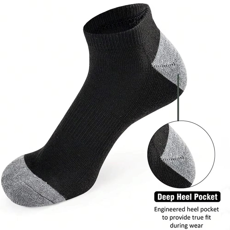 10 Pairs Men Ankle Socks Reinforced Gray Toe Heel | SAMAG