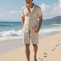 Men's Summer Clean Fit Solid Color Casual Vacation Set | SAMAG