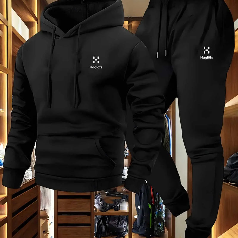 Soft Comfortable Fabric Men's Autumn Winter Casual Two - Piece Hoodie Sweatshirt Long Pants Suit with - View 6 | SAMAG