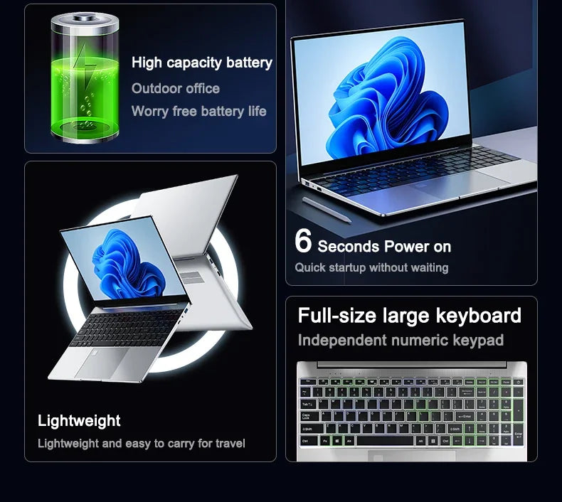 15.6" Laptop Computer Intel Core I9-10980HK 32GB RAM 2TB SSD Windows 11 Home Gaming Office Business Computer High Performance