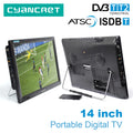 LEADSTAR D14 14" Portable TV DVB-T2 TDT ATSC ISDB-T Analog Mini Small Car Television Without Battery Support HD-IN H.265 AC3