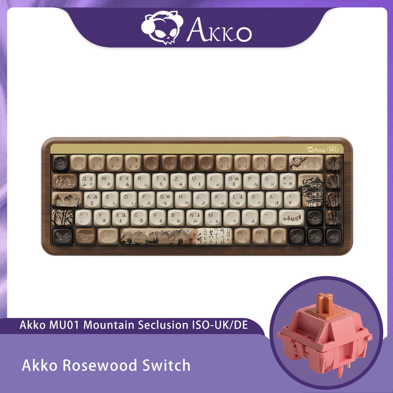 Akko MU01 ANSI/MU02 ISOMountain Seclusion Wooden Mechanical Keyboard Hot-swap BT 5.0 2.4G Wireless Type-C Wired Gaming Keyboard