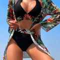 Halter Print Bikini Sets Women Swimsuit With Kimono | SAMAG