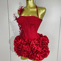 Sexy Halter Prom Gown Celebrity Club Two Piece Set Cocktail Elegant Women Fashion Luxury Birthday Party Red Black Bandage Outfit