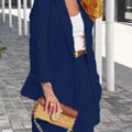 Summer New Solid Color Long Sleeve Shorts For Women's Suit Set Stylish Cardigan Female Office Suit 2 Piece Set