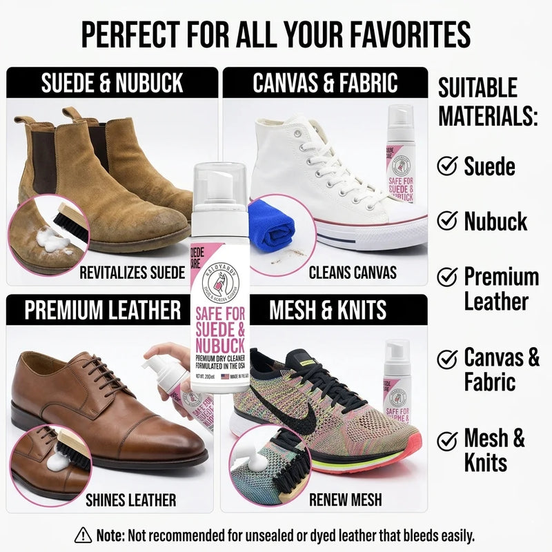 Waterless Foam Shoe Cleaner Kit with Brush Cloth Multi Material Stain Remover for Suede Nubuck Leather White Sneakers Trainers