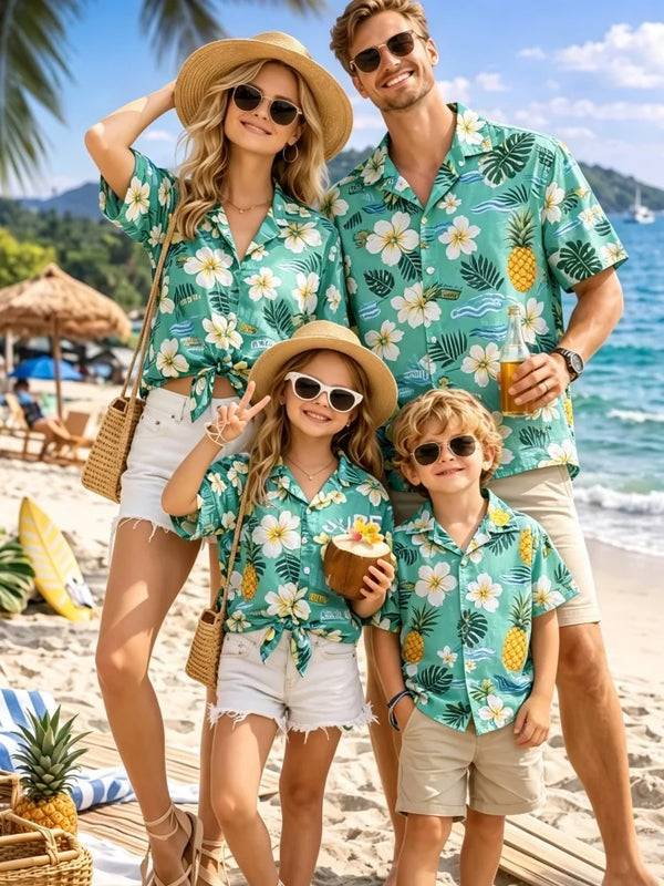 New Mother Kids Family Wear Beach Hawaiian Shirt Tropical - View 4 | SAMAG