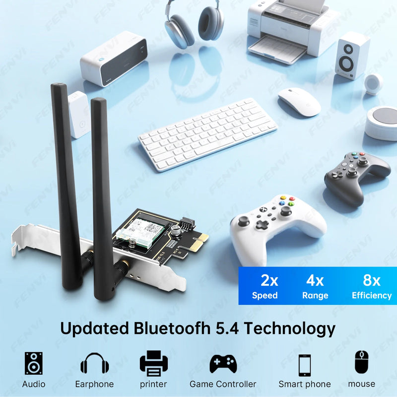 WiFi 6E AX210 PCI - E Adapter BT 5.3 5374Mbps Tri - band 2.4G/5G/6Ghz 802.11AX Wireless Network Wi - Fi 6 - Visuel 3 | SAMAG