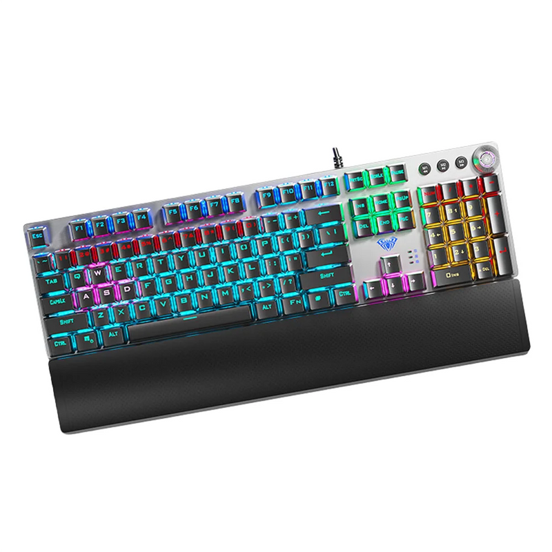 AULA F2088 Mechanical Keyboard Retro Punk 104 Keys RGB Backlit Wired Anti-Ghosting Magnetic Wrist Rest for PC/Mac