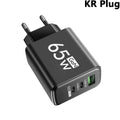 65W 3 Ports GaN USB PD Charger Fast Charging Type C Mobile Phone Adapter Quick Charger 3.0 For iPhone 15 Samsung Xiaomi Huawei