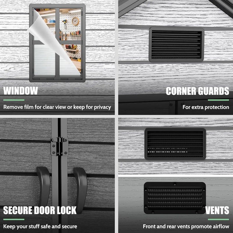 6x4.4 FT Outdoor Storage Shed with Floor, Durable 16mm | SAMAG