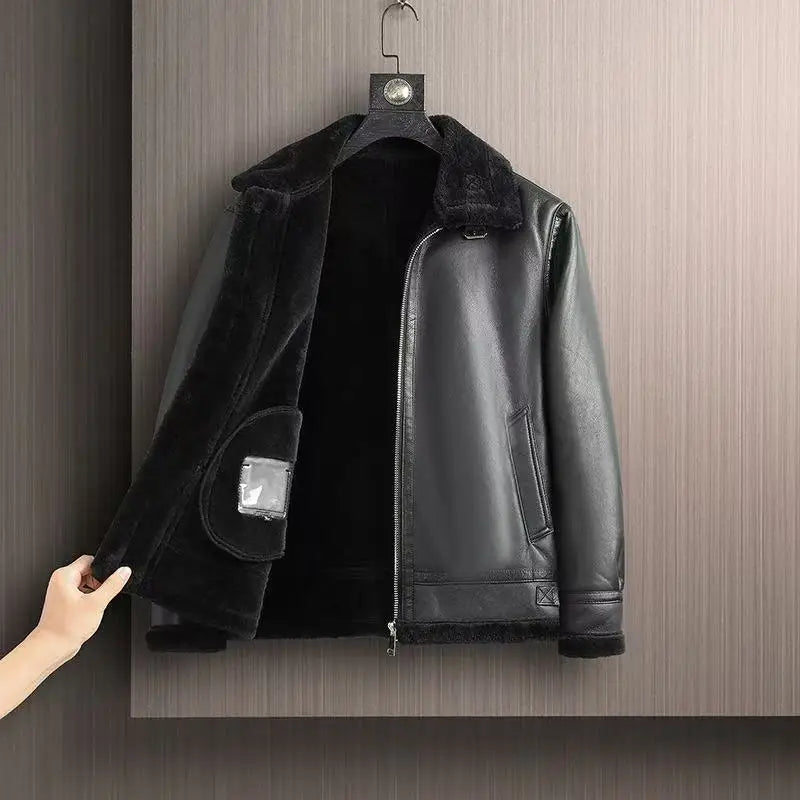 Men's Winter Suede Casual Pu Fur All-In-One Warm Jacket