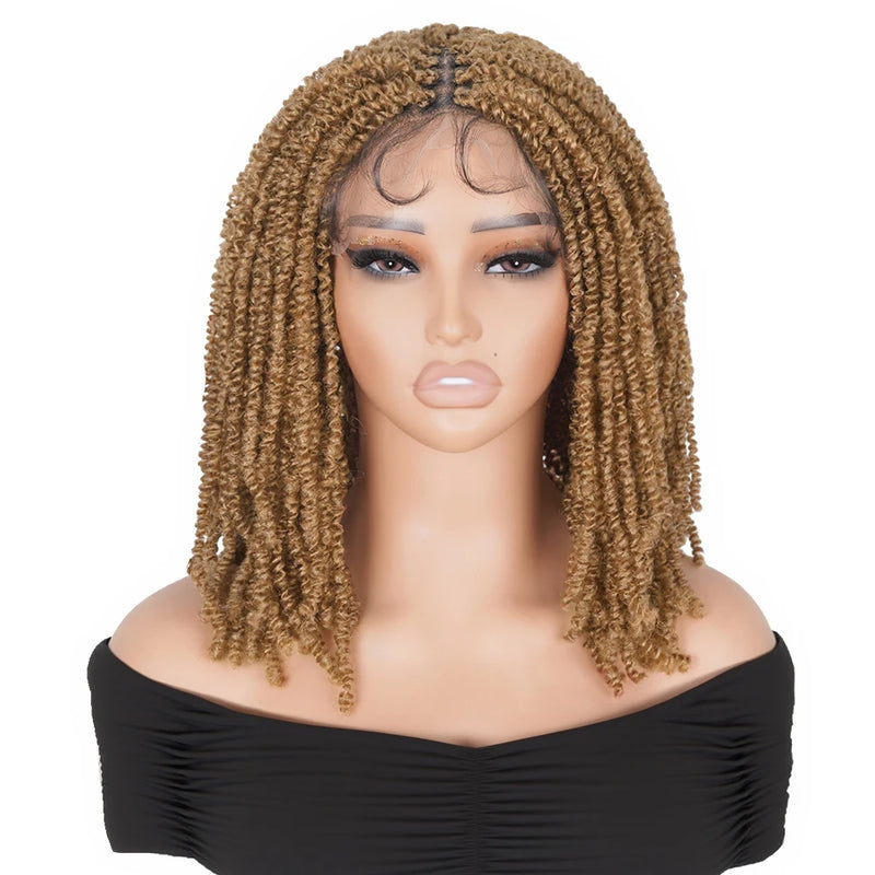 99J Burgundy Knotless Box Braided Wig Synthetic Full Lace Front Braids Wig With Baby Hair Short Bob Braided Wigs for Black Women