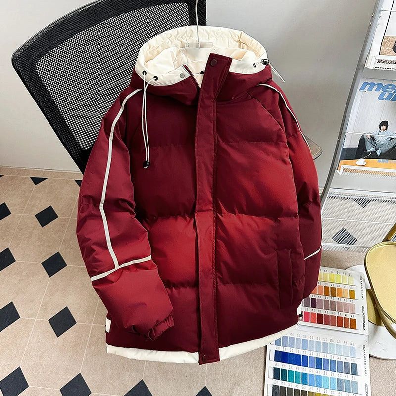 2025 Winter new style Men's Thicken Warm fashion Parka Jackets  Men's Casual Coats Hooded Windbreak Cotton Padded Down Jacket