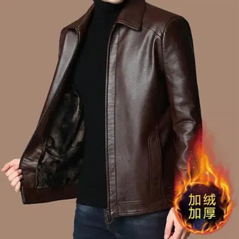 Faux Leather Men Jackets Coats Stand Collar Zipper Coat Solid Casual Regular Splice Simple Jacket Outerwear Autumn Winter