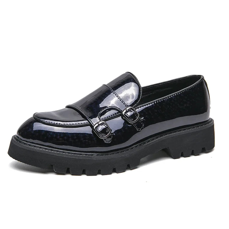 Street Fashion Men's Loafers Thick Sole Big Toe Shoes Trend Green Party Dress Shoes Men's Genuine Leather Casual Shoes 37-46