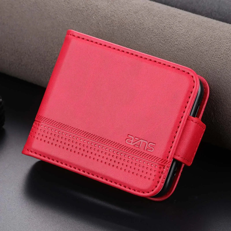 Leather Cards Solt Wallet Phone Case For Samsung Galaxy Z Flip 6 5 4 3 Flip5  Flip4  Flip6 5G Kickstand Shockproof Back Cover