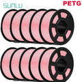 SUNLU PETG 3D Filament 1KG Biodegradable 1.75MM 10Rolls Bright Color Good Toughness Excellent Acid Alkali Weather Resistance