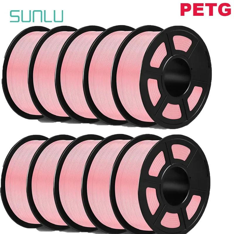 SUNLU PETG 3D Filament 1KG Biodegradable 1.75MM 10Rolls Bright Color Good Toughness Excellent Acid Alkali Weather Resistance
