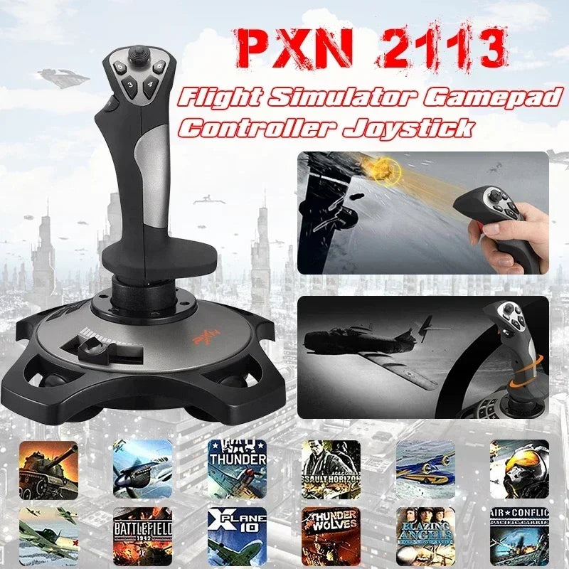 PXN-2113 Flight Simulator Gamepad Controller Joystick For PC/Desktop Simulation Aircraft Vibration Game Controller Accessories
