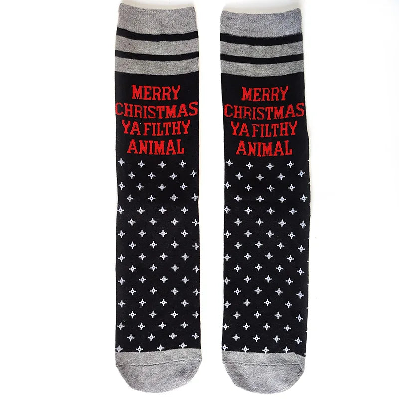 2025 New Men Christmas Socks New Year Funny Snowflake Beer Santa Claus Elk Snow Cotton Happy Socks Men Cartoon Women Sokken